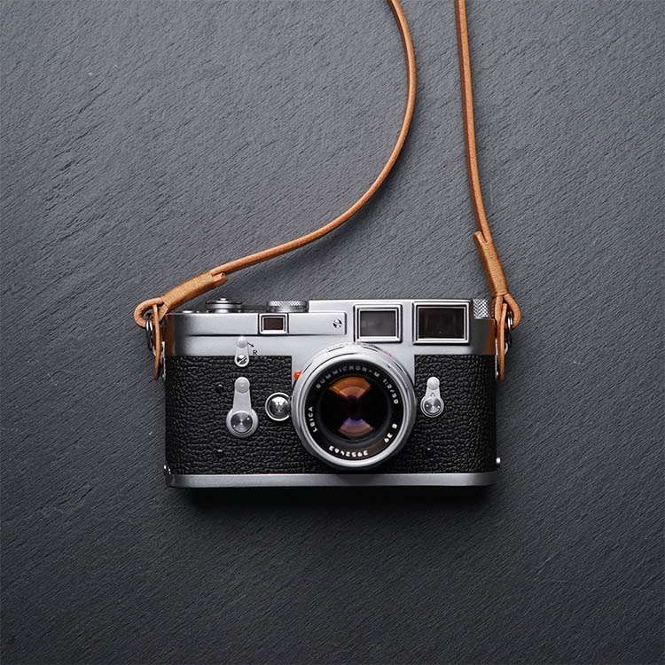 Camera Strap Leather - Mr.Stone Handgefertigter Echtleder-Kameragurt Kamera-Schulterriemen (Wickelriemen) Correa