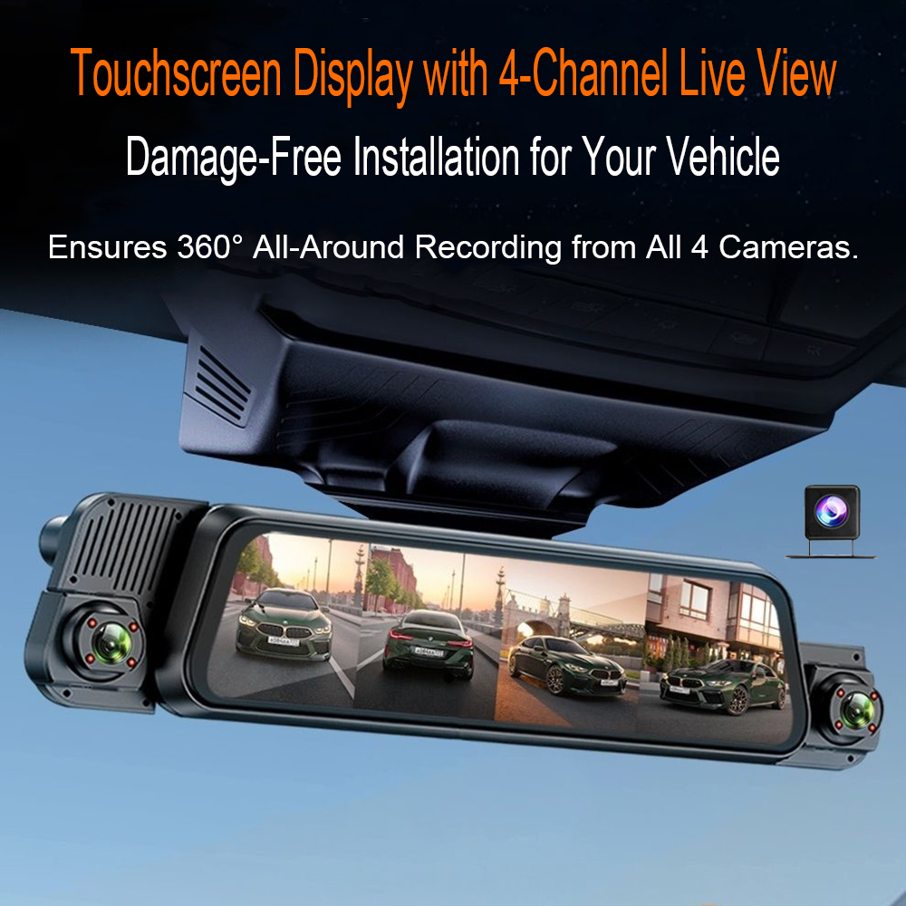 Timelapse Controller - 4-Kanal-Streaming-Dashcam mit 4 Kameras, App-Steuerung, 24-Stunden-Parkmodus,